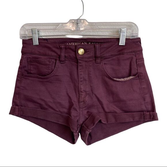 American Eagle Hi-Rise Shorties in‎ Maroon - Size 6 - Picture 2 of 8